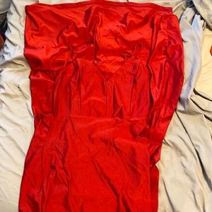 This is a very bright dress that scrunchies towards the lower of your back.